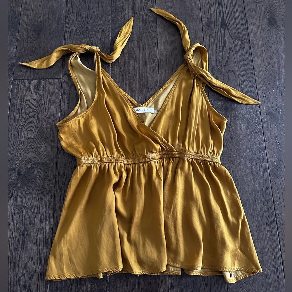 Mustard Seed Mustard Tie-Shoulder Blouse